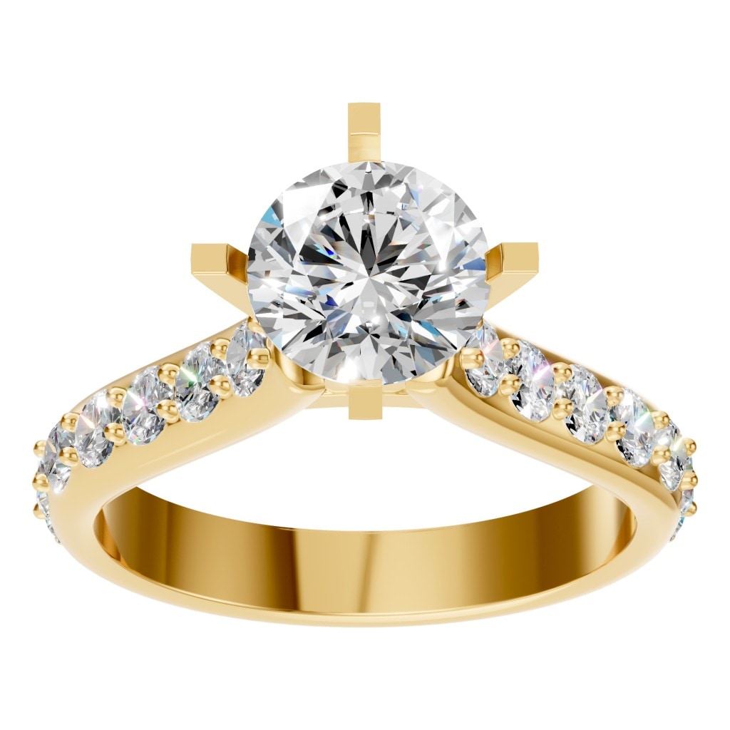 RI-5525 Yellow Gold Ring SET - Front View