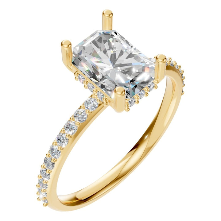 Accented Hidden Halo Ring Mounting - Emerald 8x5,5mm