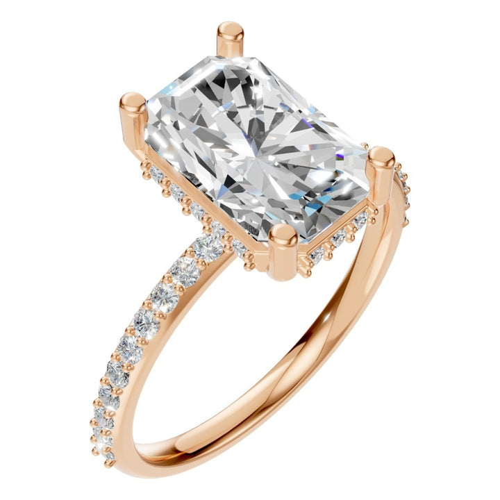 Accented Hidden Halo Ring Mounting - Emerald 10x6.5mm