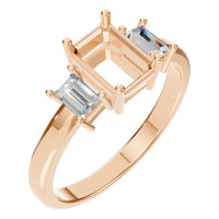 RI-5604 Rose Gold Ring SEMISET - Main View