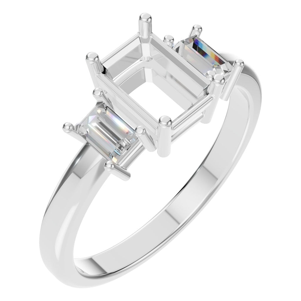 RI-5604 White Gold Ring SEMISET - Main View
