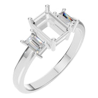 RI-5604 White Gold Ring SEMISET - Main View