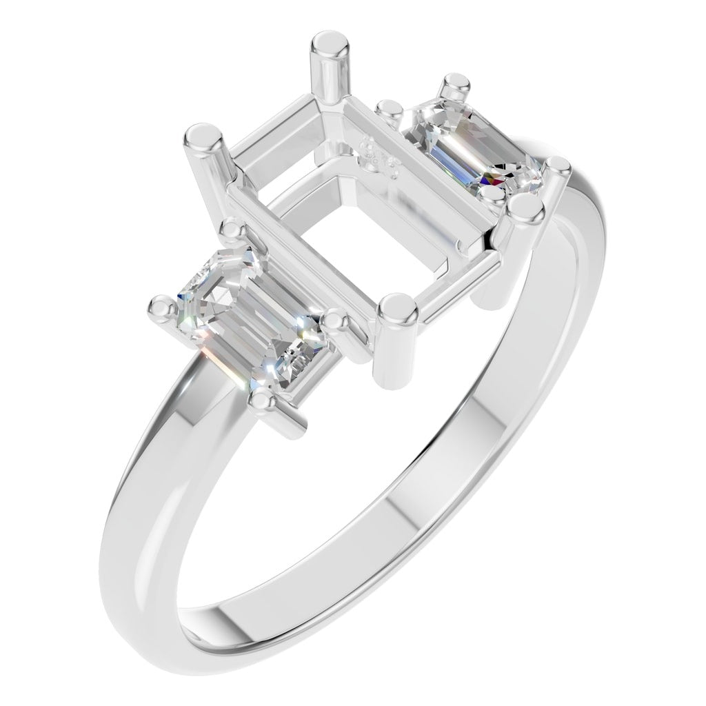 RI-5604 White Gold Ring SEMISET - Main View