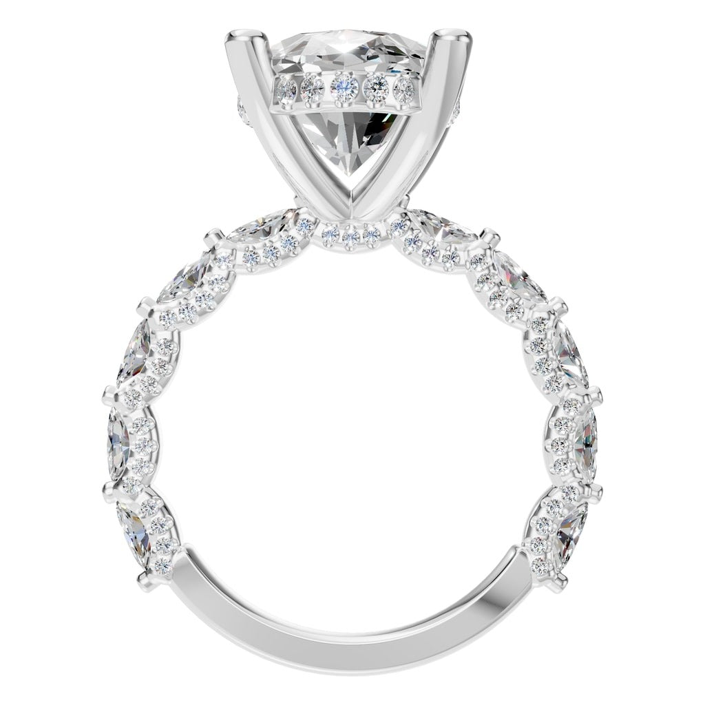 RI-5793 White Gold Ring SET - Top View
