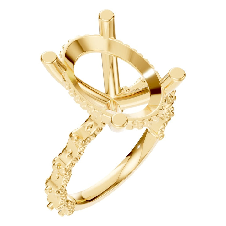 Fancy Hidden Halo Ring Mounting - Oval 15.33x9.99mm