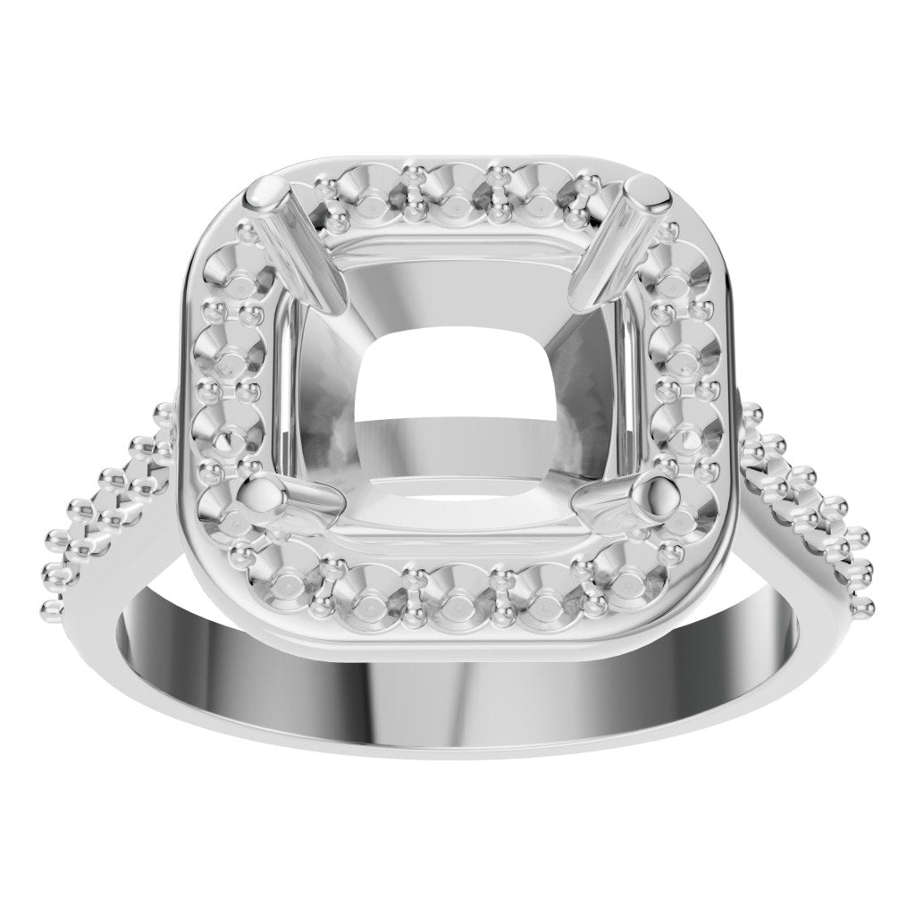 RI-6455 White Gold Ring UNSET - Front View