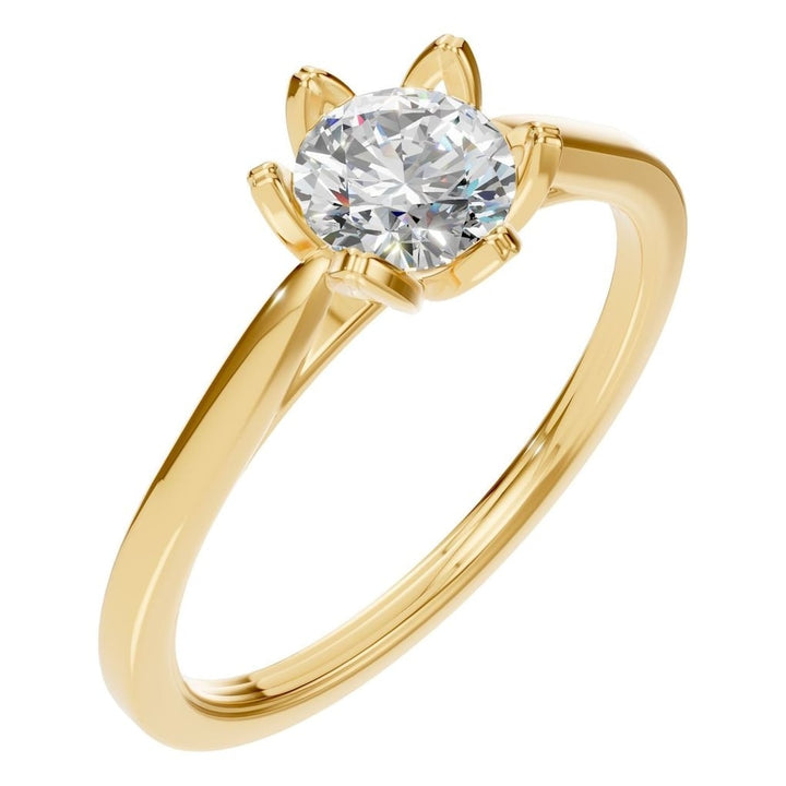 Floral Solitaire Ring Mounting - Round 5mm