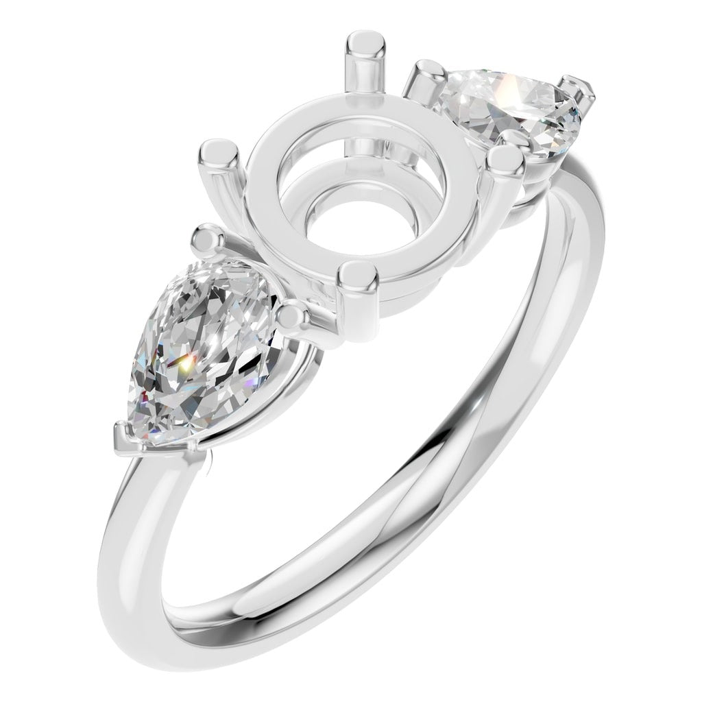 RI-6565 White Gold Ring SEMISET - Main View