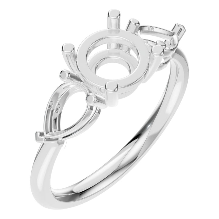 Three Stone Ring Mounting - Round 6.4mm