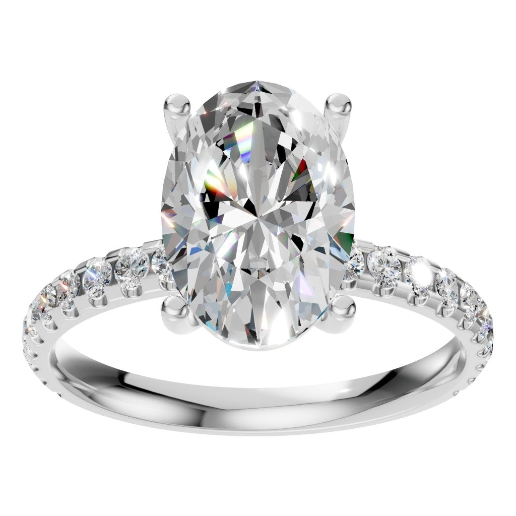 RI-6588 White Gold Ring SET - Front View