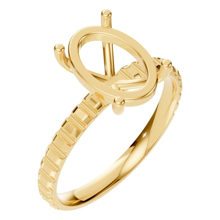 Accented Solitaire Ring Mounting - Round 11.4x7.6mm