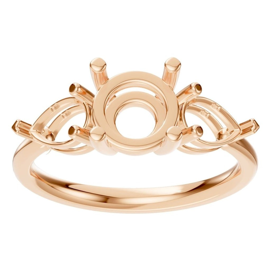 RI-6627 Rose Gold Ring UNSET - Front View
