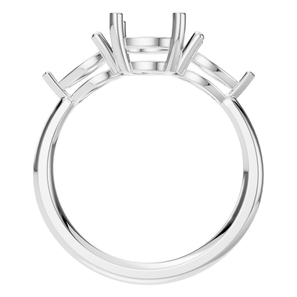 RI-6627 White Gold Ring UNSET - Top View