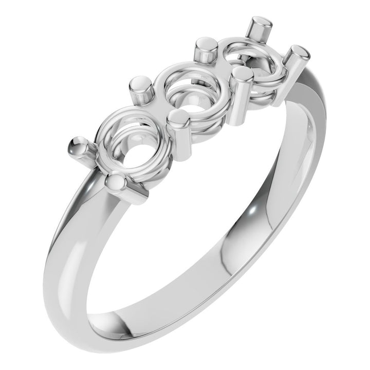 Three Stone Ring Mounting - Round 4mm