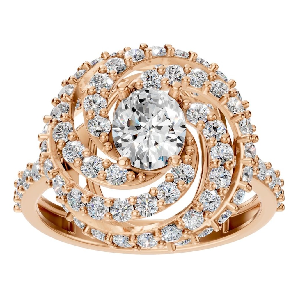 RI-6726 Rose Gold Ring SET - Front View