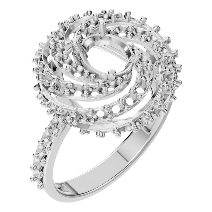 Spiral Halo Ring Mounting - Oval 6.5x4.5mm