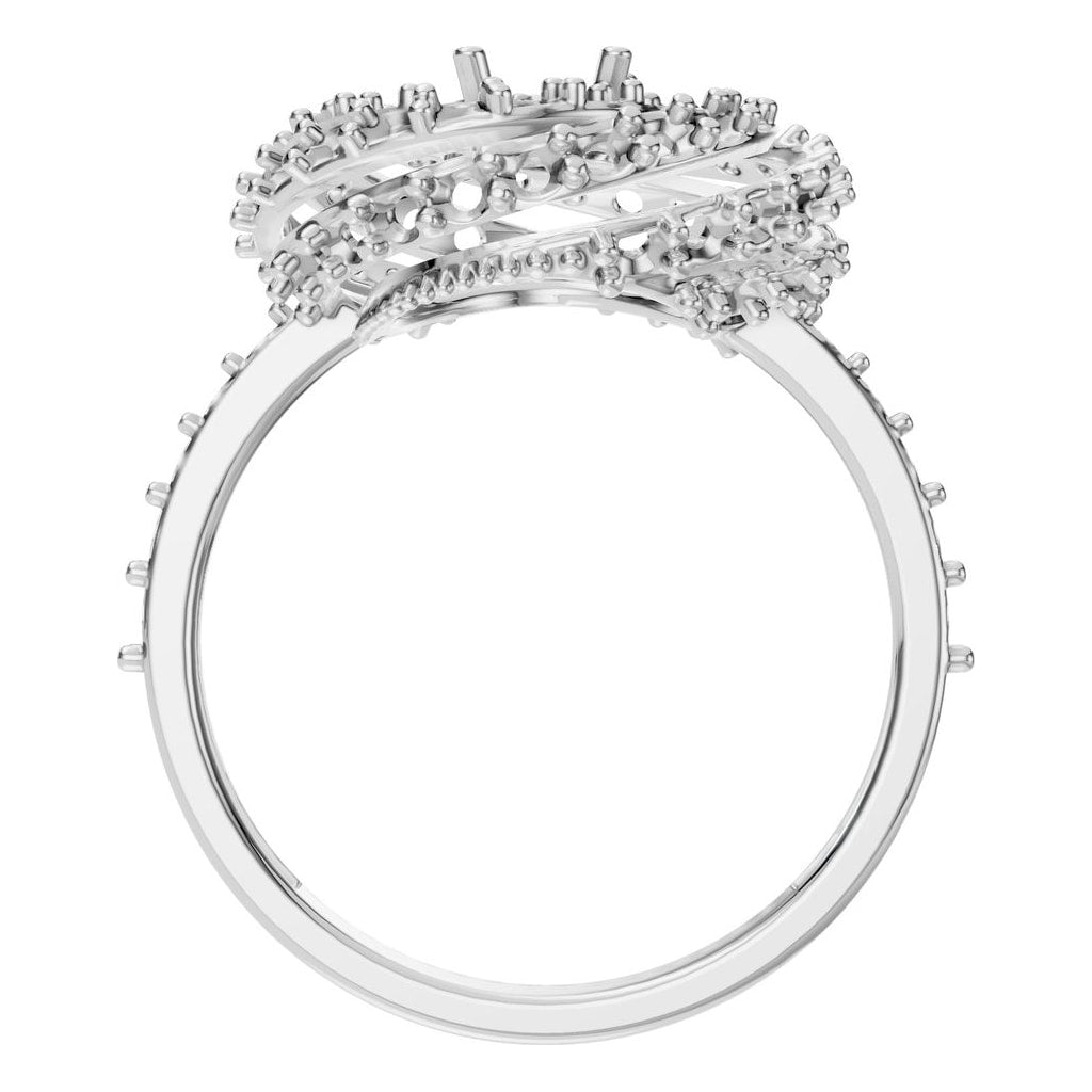 RI-6726 White Gold Ring UNSET - Top View