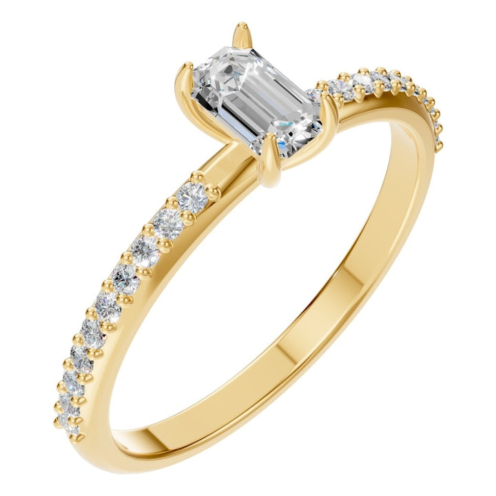 Accented Solitaire Ring Mounting - Emerald 5x3mm