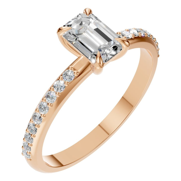 Accented Solitaire Ring Mounting - Emerald 6x4.5mm