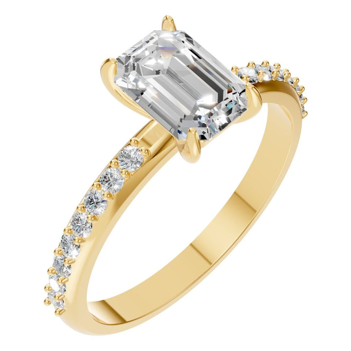 Accented Solitaire Ring Mounting - Emerald 7x5.5mm