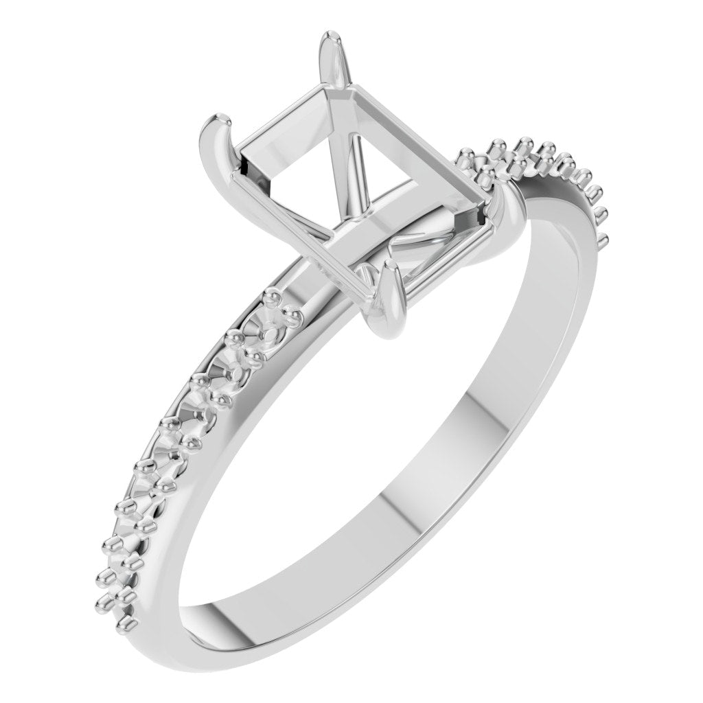 RI-6740 White Gold Ring UNSET - Main View