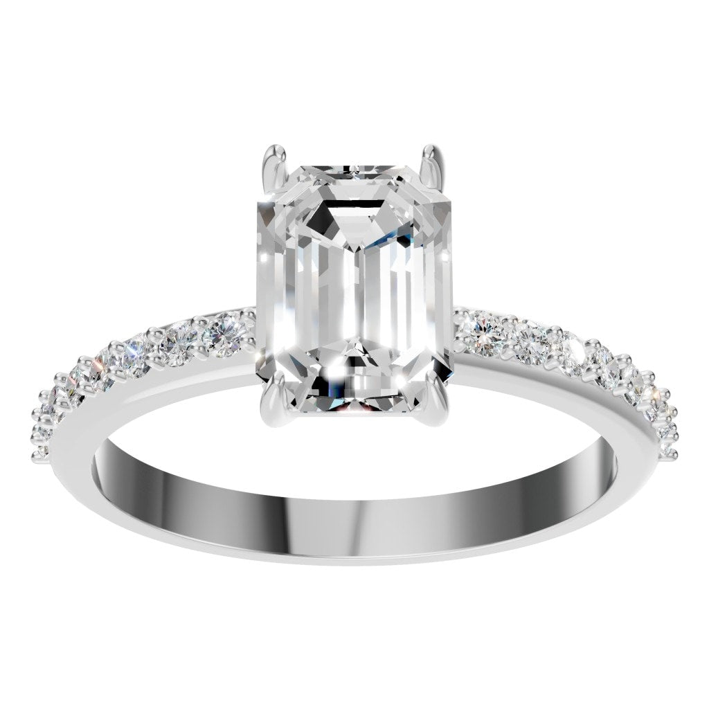 RI-6740 White Gold Ring SET - Front View