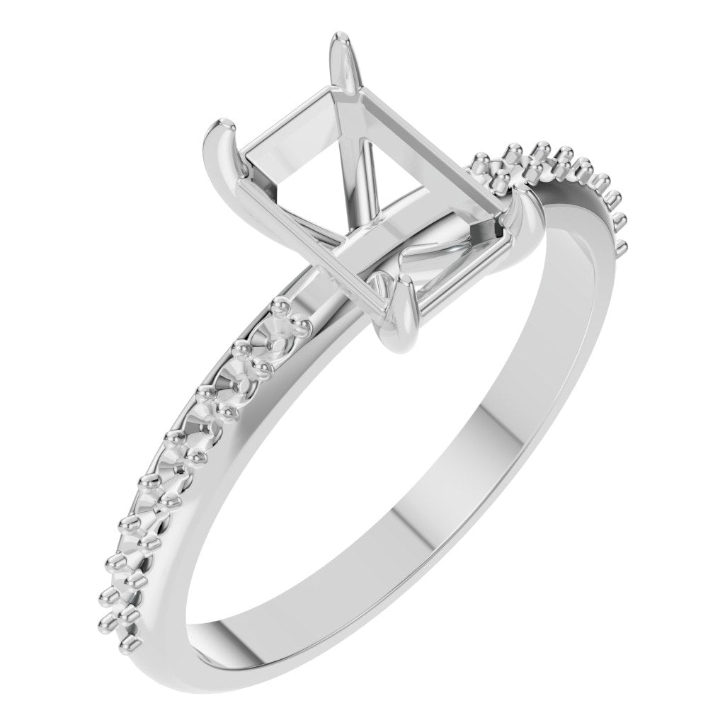 RI-6740 White Gold Ring UNSET - Main View