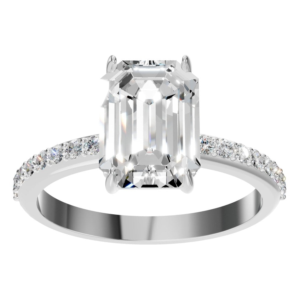 RI-6740 White Gold Ring SET - Front View