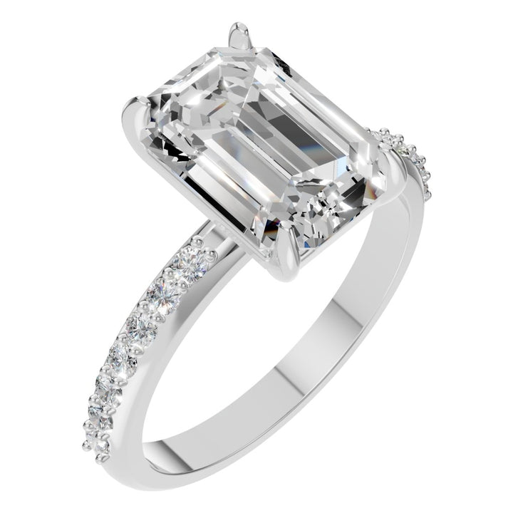 Accented Solitaire Ring Mounting - Emerald 11x8mm