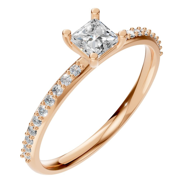 Accented Solitaire Ring Mounting - Princess 3.5x3.5mm