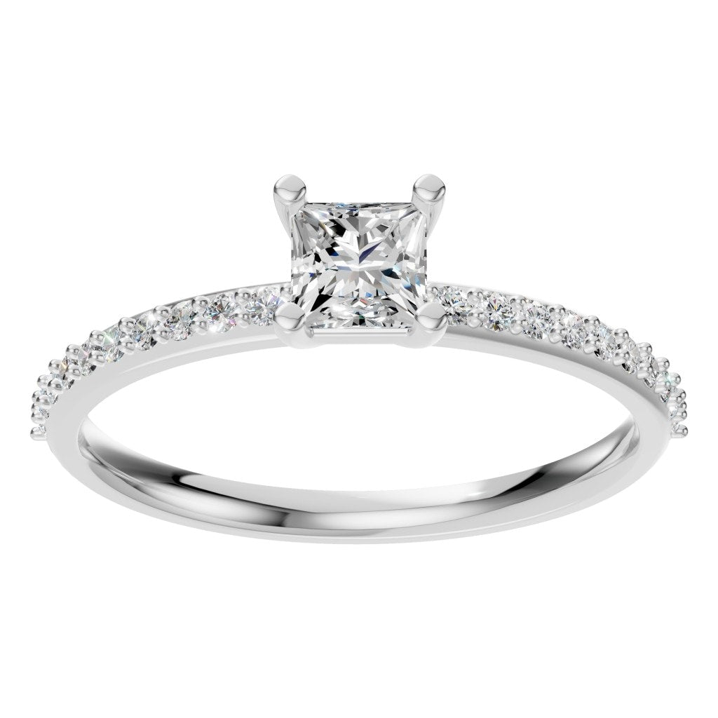 RI-6740 White Gold Ring SET - Front View