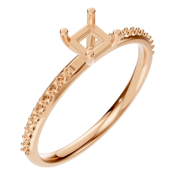 Accented Solitaire Ring Mounting - Princess 3.5x3.5mm