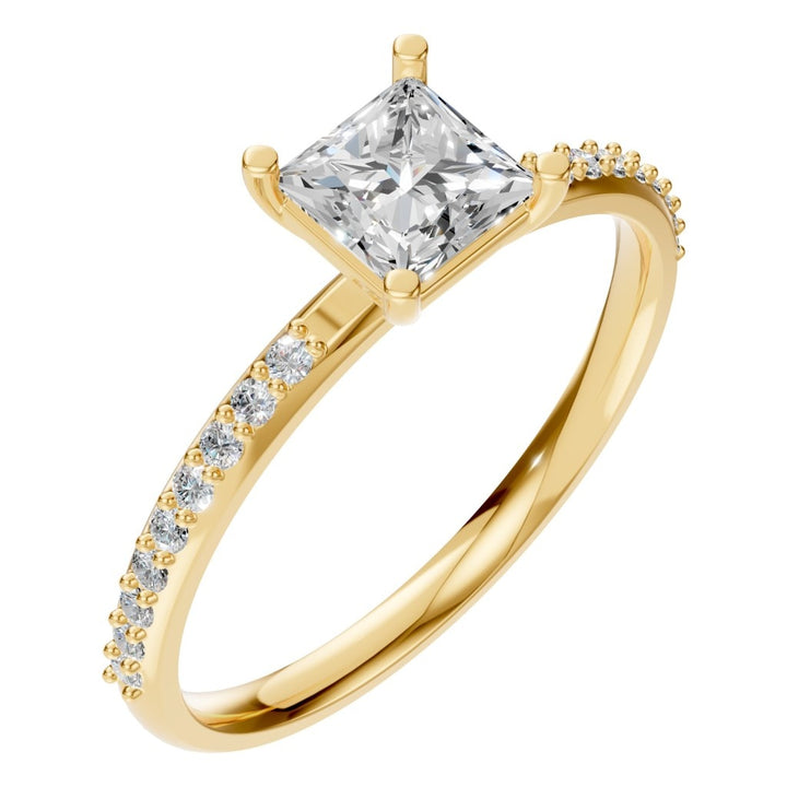 Accented Solitaire Ring Mounting - Princess 4.5x4.5mm