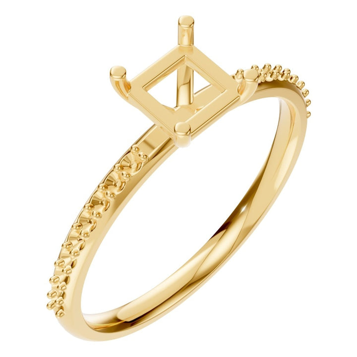 Accented Solitaire Ring Mounting - Princess 4.5x4.5mm