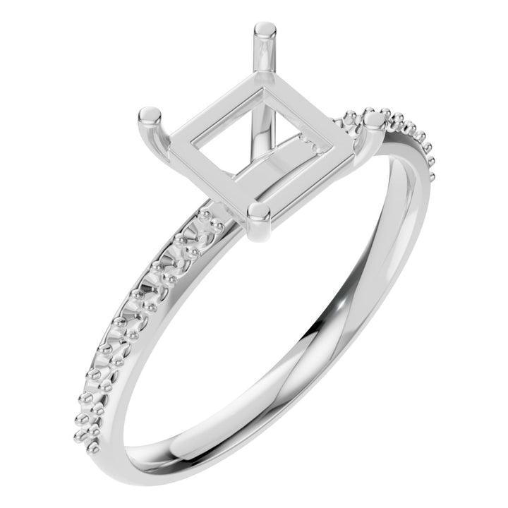 Accented Solitaire Ring Mounting - Princess 5.5x5.5mm