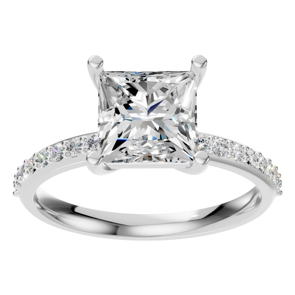 RI-6740 White Gold Ring SET - Front View