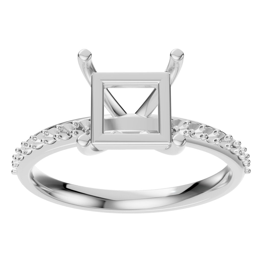 RI-6740 White Gold Ring UNSET - Front View