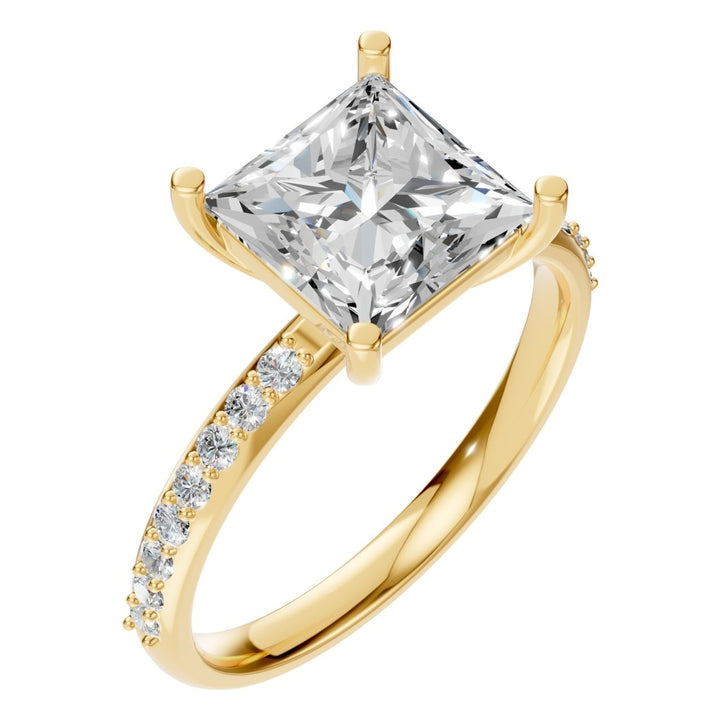Accented Solitaire Ring Mounting - Princess 7x7mm