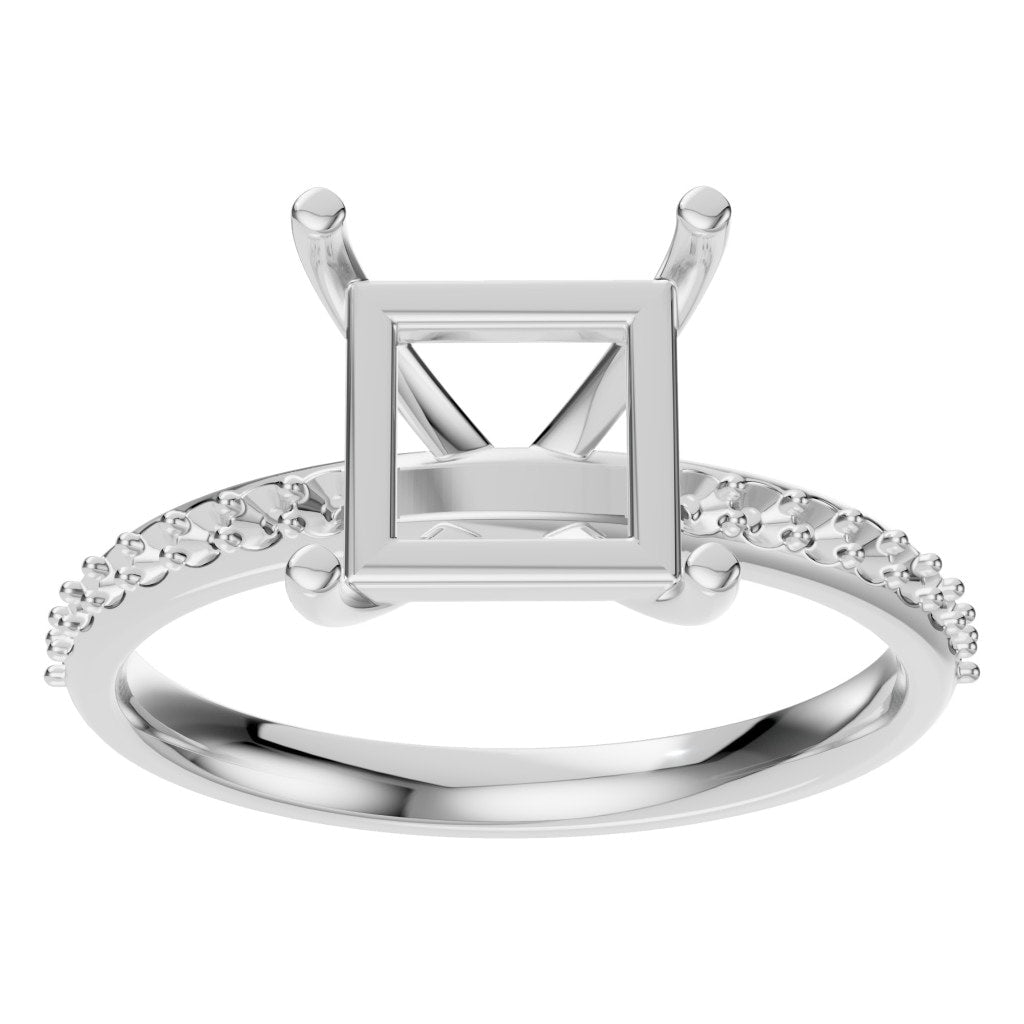 RI-6740 White Gold Ring UNSET - Front View