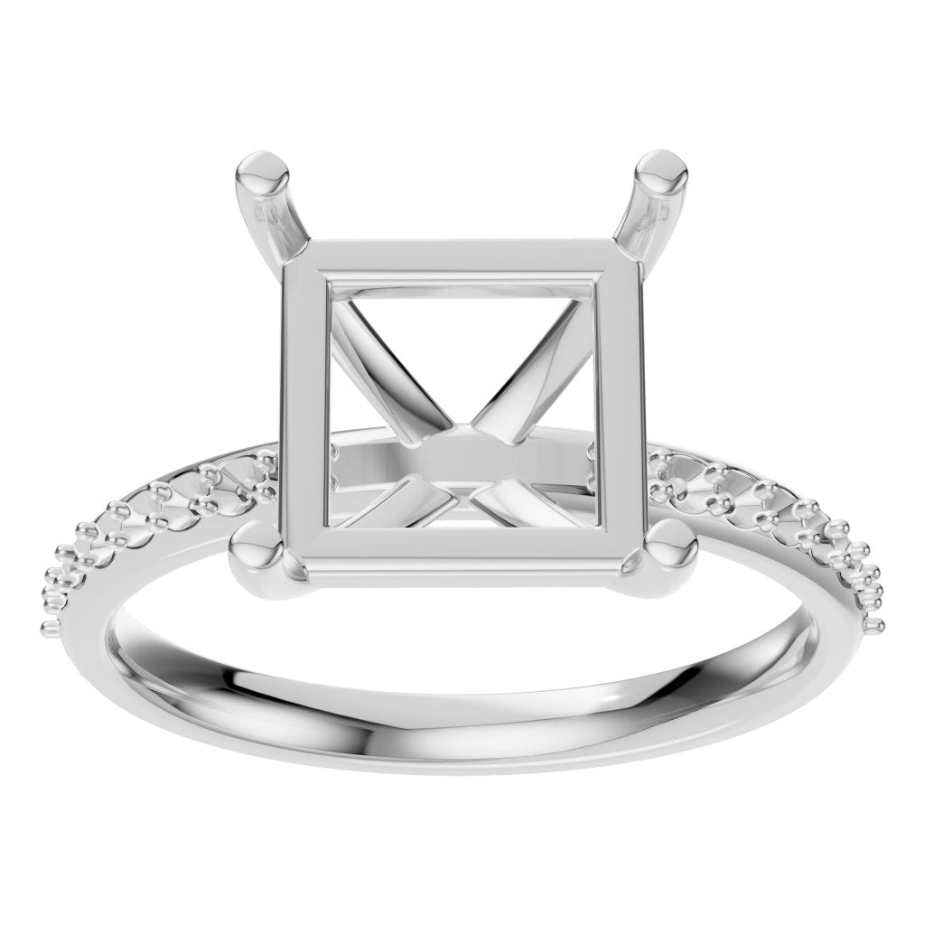 RI-6740 White Gold Ring UNSET - Front View