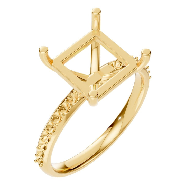 Accented Solitaire Ring Mounting - Princess 8x8mm