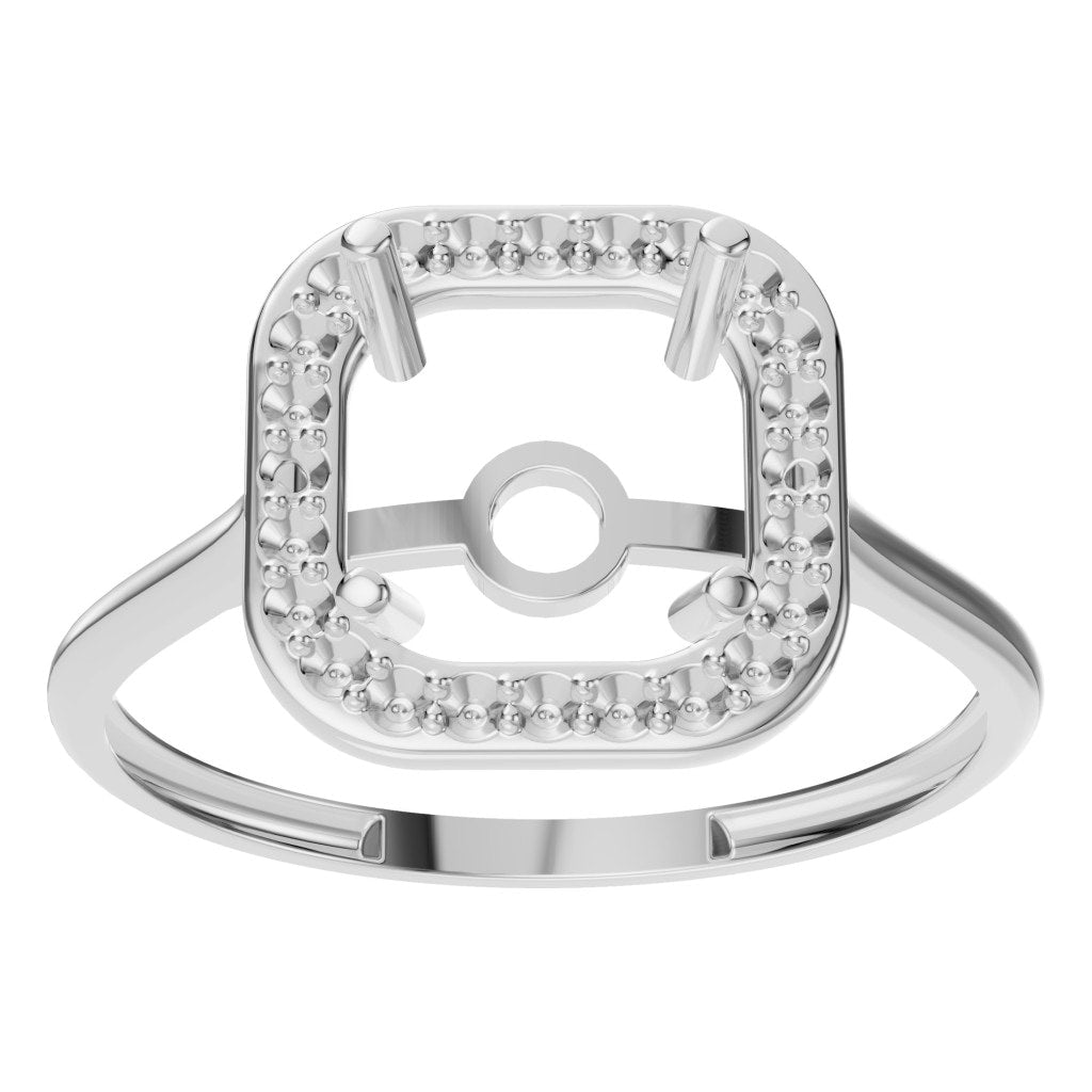 RI-6765 White Gold Ring UNSET - Front View