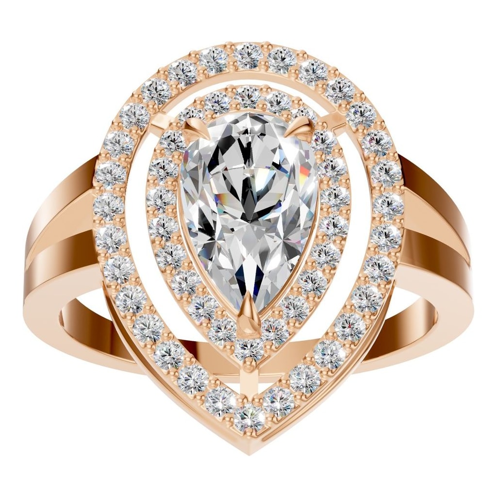 RI-7211 Rose Gold Ring SET - Front View