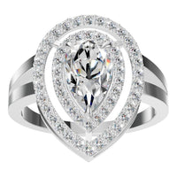 RI-7211 White Gold Ring SET - Front View