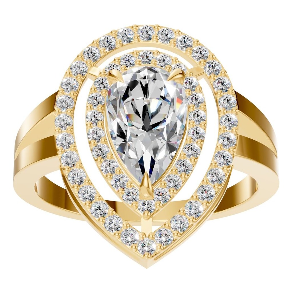 RI-7211 Yellow Gold Ring SET - Front View