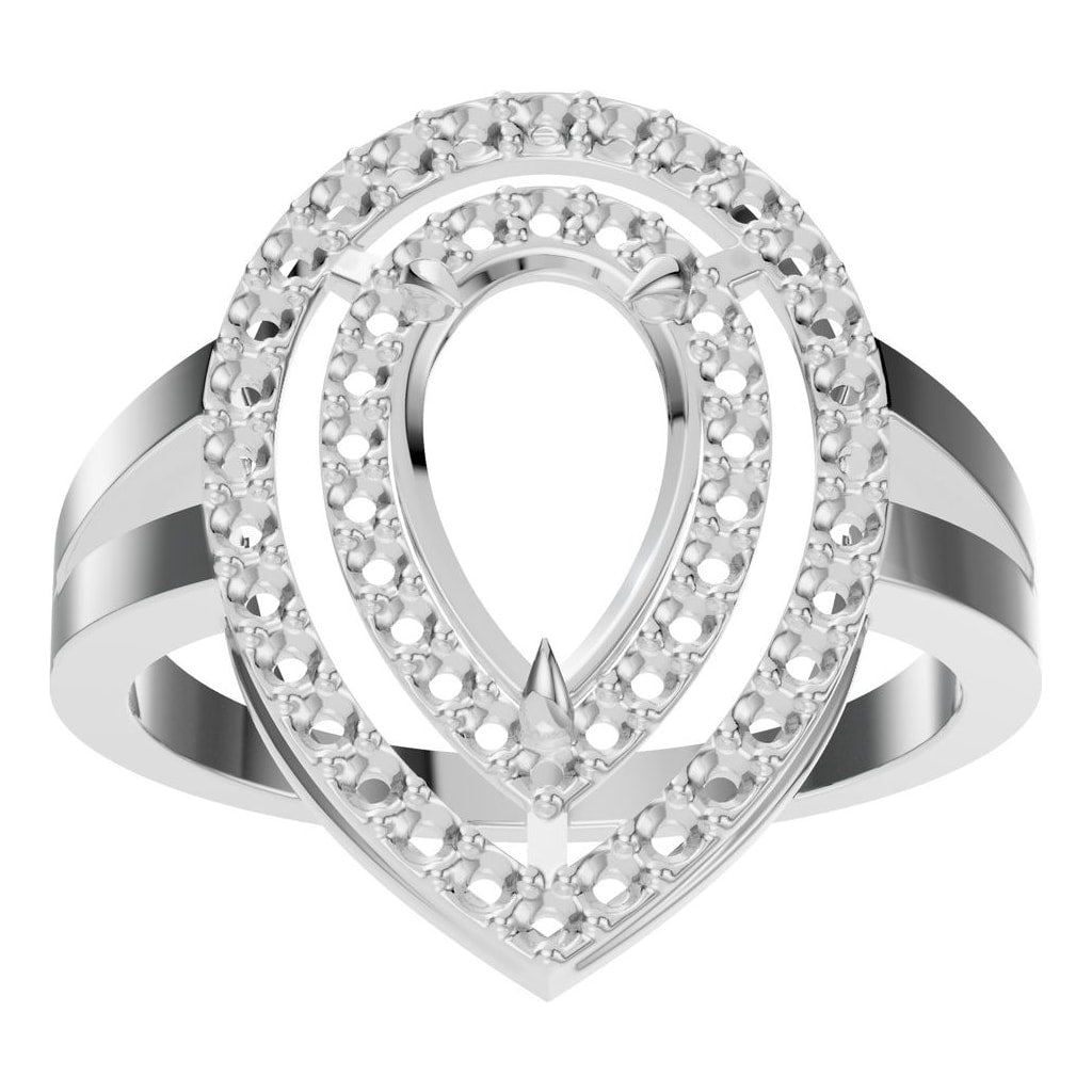 RI-7211 White Gold Ring UNSET - Front View