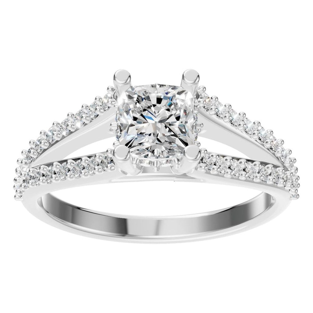 RI-7236 White Gold Ring SET - Front View