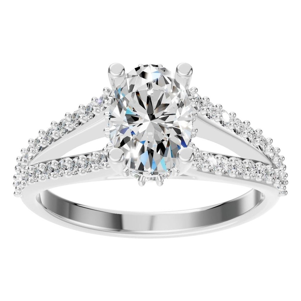 RI-7236 White Gold Ring SET - Front View