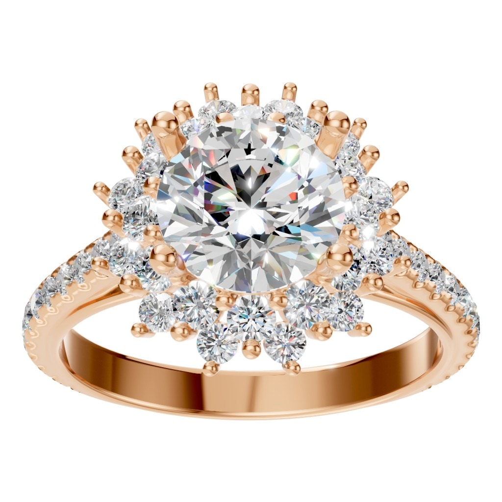 RI-7577 Rose Gold Ring SET - Front View