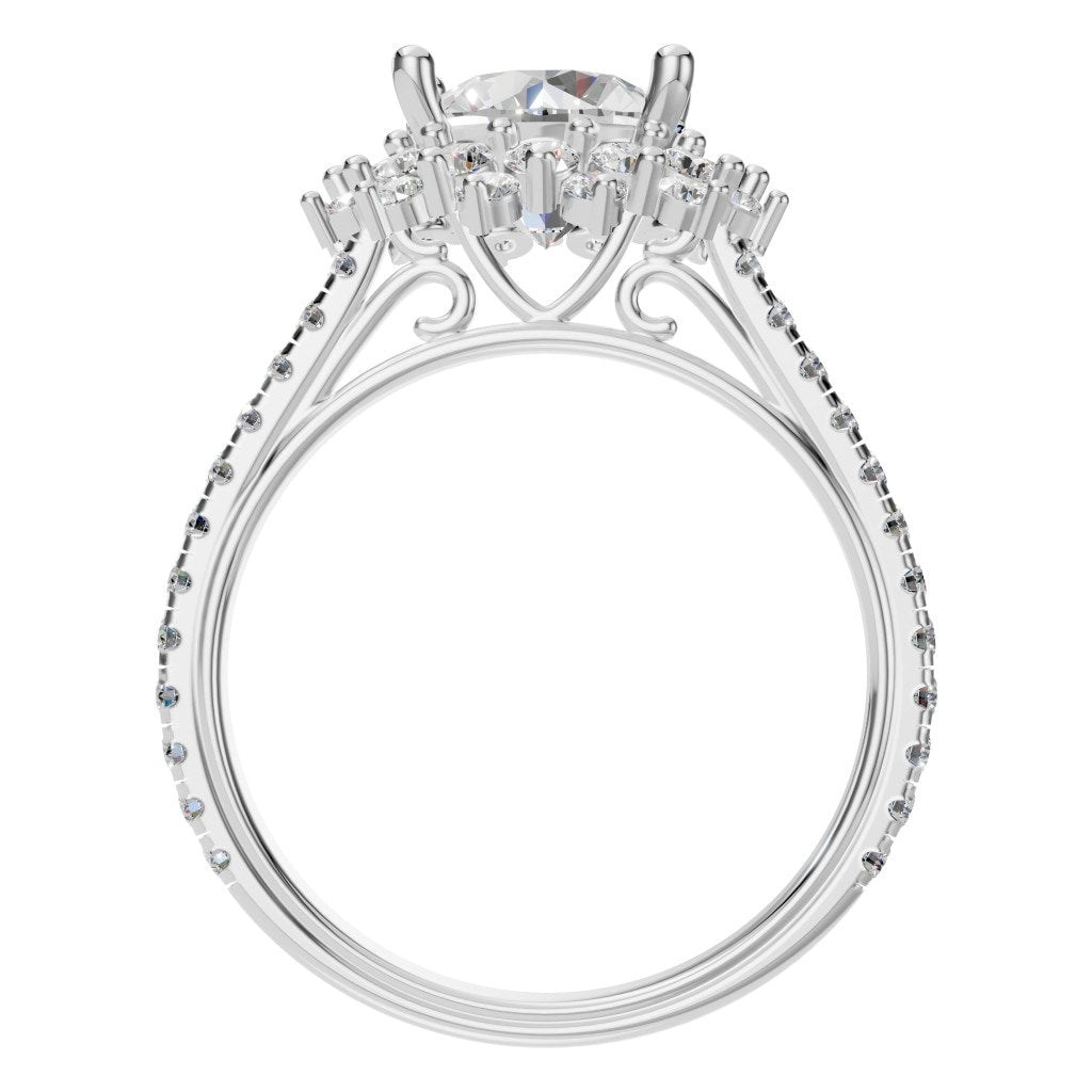 RI-7577 White Gold Ring SET - Top View